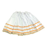 Saia Branca 3 Mts Fitas Laranja Microfibra Umbanda/candomblé
