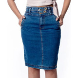 Saia Comprida Jeans Lycra Elastico Na Cintura Evangélica