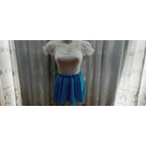 Saia De Tule Azul Fantasia, Cintura 40cm A 60cm Elástico. 