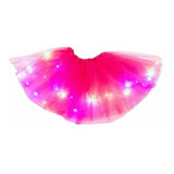 Saia De Tule Lisa Fantasia Acende Com Led Colorido Adulta