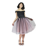 Saia De Tule Midi Duas Cores Fantasia Bailarina Tutu Ballet