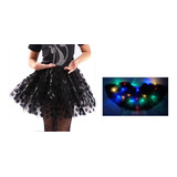 Saia De Tule Tutu Coração Fantasia Acende Com Led Adulta