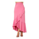 Saia Feminina Longa Envelope Babado Moda Evangélica Barata 