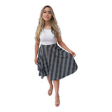 Saia Godê Estampada Midi Rodada Moda Evangélica