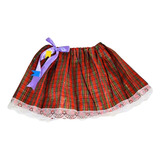 Saia Infantil Com Renda E Laço Linda Xadrez Festa Junina
