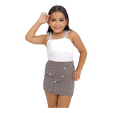 Saia Infantil Malha Crepe Jacquard Premium Confortavel Delux