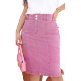 Saia Jeans Color Sarja Violeta 12606 Joyaly Moda Evangélica