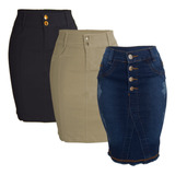 Saia Jeans Evangélica Midi Laço Sino Promoção Kit C/3