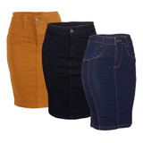 Saia Jeans Evangélica Secretária Midi Kit C/3 Oferta