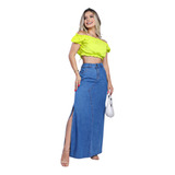 Saia Jeans Longa Dazukas Feminina Azul