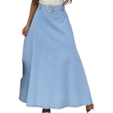 Saia Jeans Longa Evasê Moda Evangélica 
