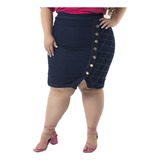 Saia Jeans Plus Size Moda Evangélica Anagrom 
