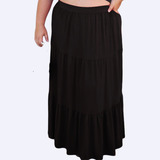 Saia Longa Plus Size Babado Camadas Três Marias 