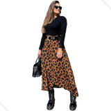 Saia Midi Envelope Transpassada Veste Super Bem Plus Size 