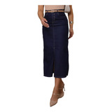 Saia Midi Longa Longa Feminina Jeans Botoes 100% Denim
