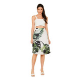 Saia Midi Plissada Plissê Estampada Moda Evangélica