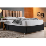 Saia Para Cama Box Casal King Com Elástico Promoção Preto