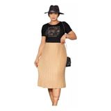 Saia Plissada Chiffon Moda Feminina Evangélica Elegante