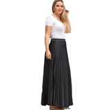 Saia Plissada Longa Chiffon Cintura Alta Evangelica Rodada