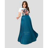 Saia Plissada Longa Rodada Premium Moda Evangelica Saia Lon
