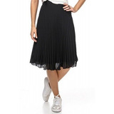 Saia Plissada Plissê Midi Evangélica Chiffon Feminina Moda