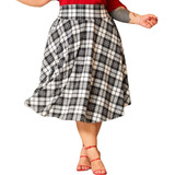 Saia Rodada Com Bolso Lateral Social Plus Size Moda Cristã