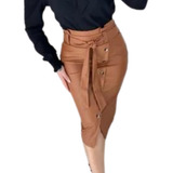Saia Sino Midi Couro Ecologico Social Evangelica Feminina