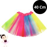 Saia Tule Colorida Glitter Festa Ballet Tutu Fantasia