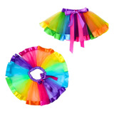 Saia Tule Colorida Rodada Bloquinho Fantasia Carnaval Tutu