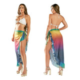 Saída De Praia Longa Colorida Parêo Envelope Canga Luxo
