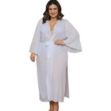Saída De Praia Longa Vestido Canga Manga Kimono Plus Size