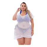 Saída De Praia Plus Size Banho Piscina Feminina Tricô Grande