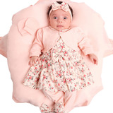 Saída Maternidade Conjunto Menina Bebê Luxo Cecília Floral