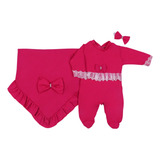 Saída Maternidade Feminina Com Renda Pink 100% Algodão 