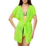 Saida Praia Canga Curta Kimono De Amarrar Seca Rápido