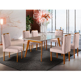 Sala De Jantar 6 Lugares Mesa Slim E Cadeiras Móveis Mix