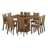 Sala De Jantar Madesa Clarice Mesa Tampo Madeira 8 Cadeiras Cor Rustic/floral Hibiscos