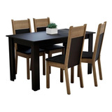 Sala De Jantar Madesa Havana Mesa Tampo Madeira 4 Cadeiras Cor Preto/rustic Mdja040002d8pt