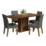 Sala De Jantar Mesa Tampo Madeira 4 Cadeiras Rs Keila Madesa Cor Rustic/silver Desenho Do Tecido Das Cadeiras Liso