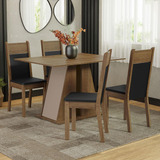 Sala Jantar Mesa Tampo Madeira 4 Cadeiras Angel Madesa Rcp Cor Rustic crema sintético Preto Mdja040168j7pt