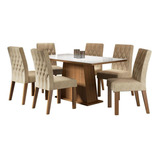 Sala Jantar Rafaela Madesa Mesa Tampo Vidro 6 Cadeiras Rbi Cor Rustic/branco/imperial Desenho Do Tecido Das Cadeiras Liso Mdja0600786esim