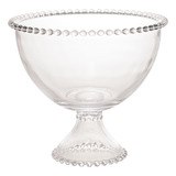 Saladeira Travessa Sobremesa Bowl De Cristal Com Pé Bolinhas