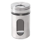 Saleiro E Pimenteiro Porta Tempero Aço Inox Luxo Com Visor 