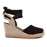 Sandália Anabela Espadrille De Amarrar Macerata