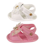Sandália Bebê Menina Kit 2 Pares Branco/rosa Ref.a