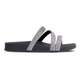 Sandália Birken Feminina Três Tiras Brilhante Chinelo Papete