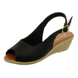 Sandalia Corda Salto Anabela Feminino Bico Aberto S00711