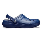 Sandália Crocs Classic Lined Clog Forrada Com Pelinho Azul