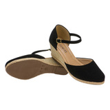 Sandalia Feminina Anabela Espadrile Salto Medio | P02.ana-m3