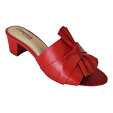Sandália Feminina Salto Bloco Estilo Moda Couro Legítimo